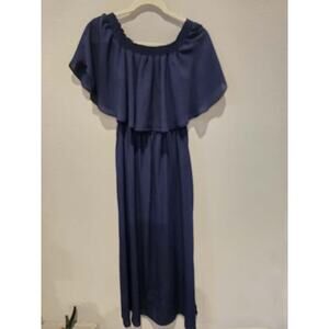 Show Me Your Mumu Women's Hacienda Maxi Dress Blue Off Shoulder M